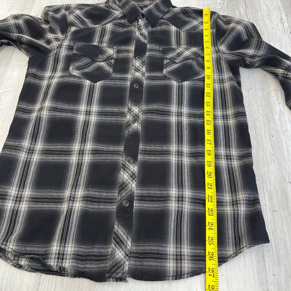 American Rag Long Sleeve Snap Front Plaid Lightweight Casual Button Down Shirt - Picture 8 of 8